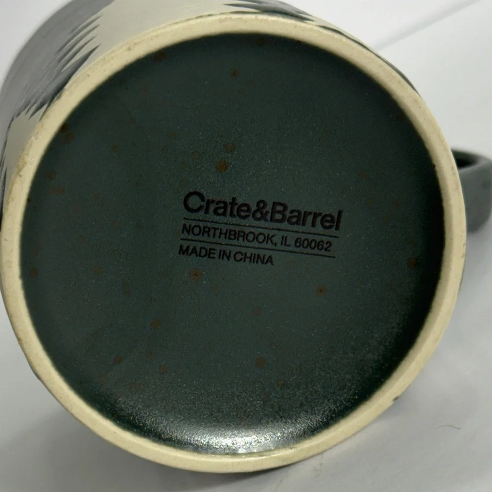 Crate & Barrel Green Trees Stoneware Mug